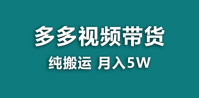 （8491期）【蓝海项目】拼多多视频带货 纯搬运一个月搞了5w佣金，小白也能操作 送工具-<a href=