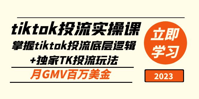 （5077期）tiktok投流实操课：掌握tiktok投流底层逻辑+独家TK投流玩法 月GMV百万美金-<a href=