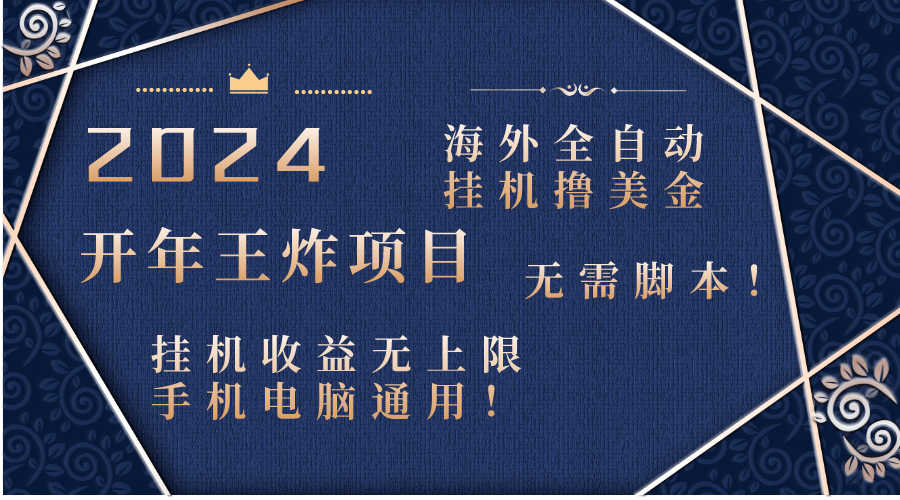 （8494期）2024海外全自动挂机撸美金项目！手机电脑均可，无需脚本，收益无上限！-<a href=