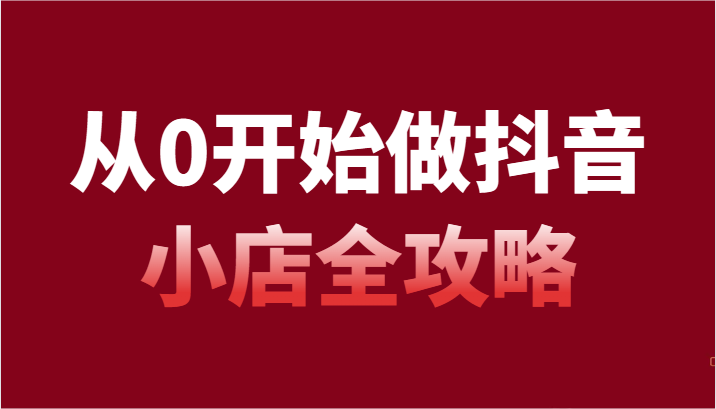 从0开始做抖音小店全攻略，抖音开店全步骤详细解说（54节课）-<a href=