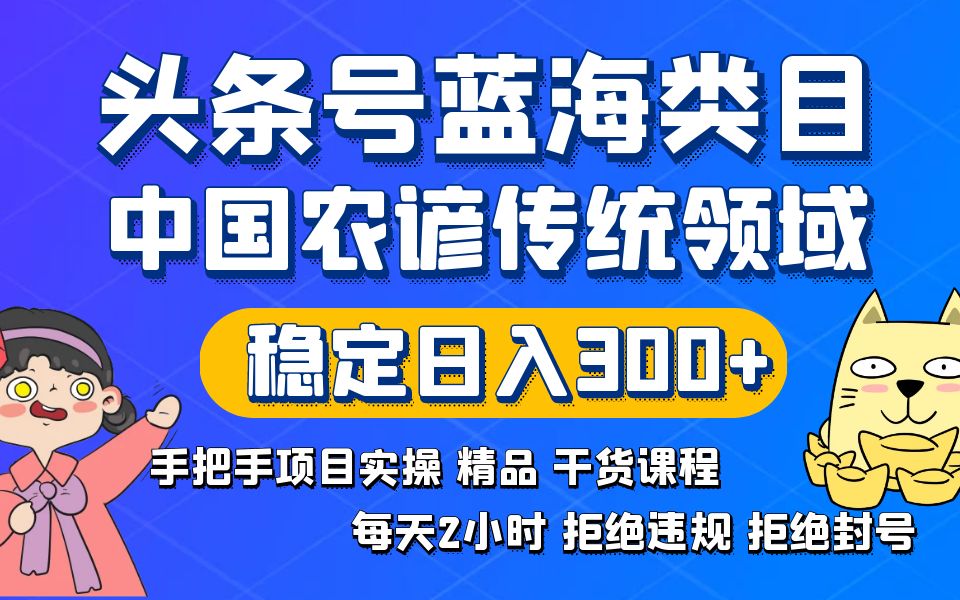 （8595期）头条号蓝海类目传统和农谚领域实操精品课程拒绝违规封号稳定日入300+-<a href=