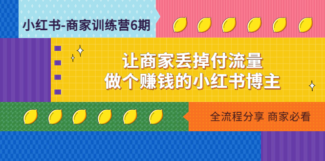 （4782期）小红书-商家训练营12期：让商家丢掉付流量，做个赚钱的小红书博主-<a href=