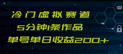最新冷门赛道5分钟1条作品单日单号收益200+-<a href=
