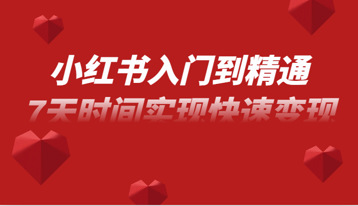 小红书入门到精通课，无货源电商实操运营，7天时间实现快速变现-<a href=