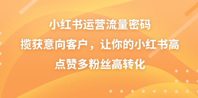 小红书运营流量密码，揽获意向客户，让你的小红书高点赞多粉丝高转化-<a href=