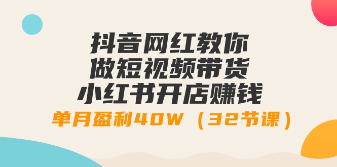 （9135期）抖音网红教你做短视频带货+小红书开店赚钱，单月盈利40W（32节课）-<a href=