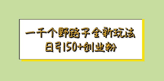 （5960期）一千个野路子全新玩法 日引50+创业粉-<a href=