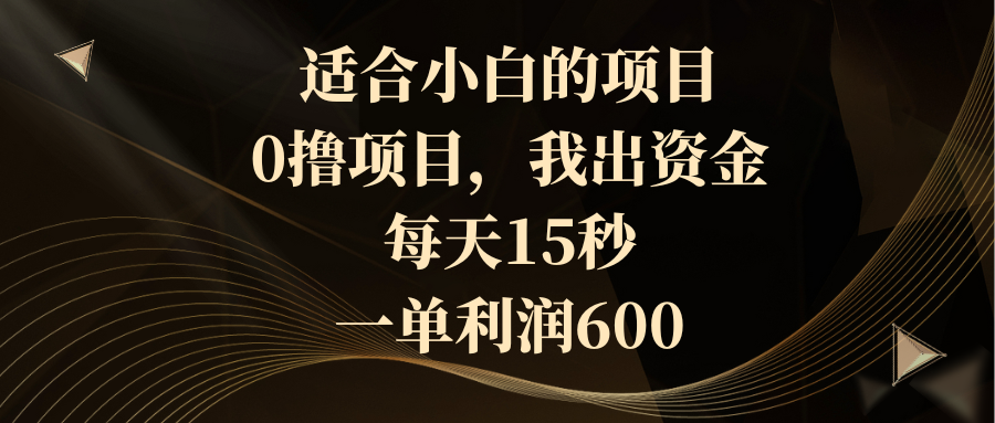 （8571期）适合小白的项目，0撸项目，我出资金，每天15秒，一单利润600-<a href=