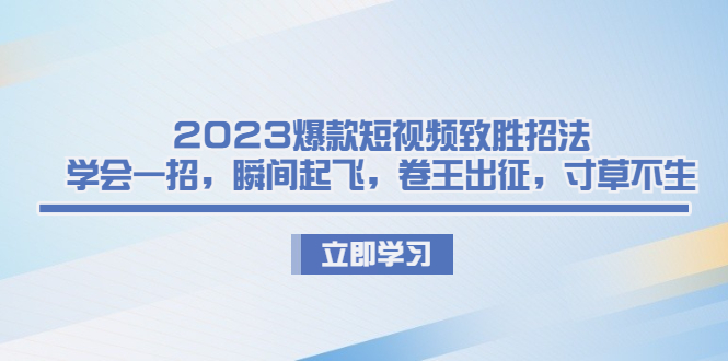 （6738期）2023爆款短视频致胜招法，学会一招，瞬间起飞，卷王出征，寸草不生-<a href=