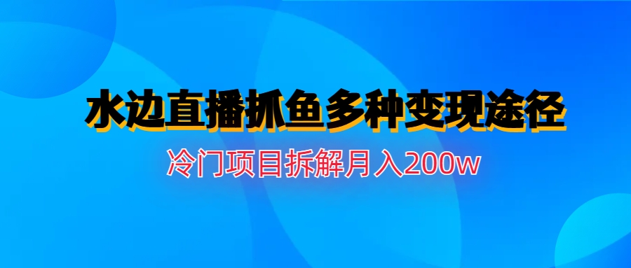 （6656期）水边直播抓鱼多种变现途径冷门项目月入200w拆解-<a href=