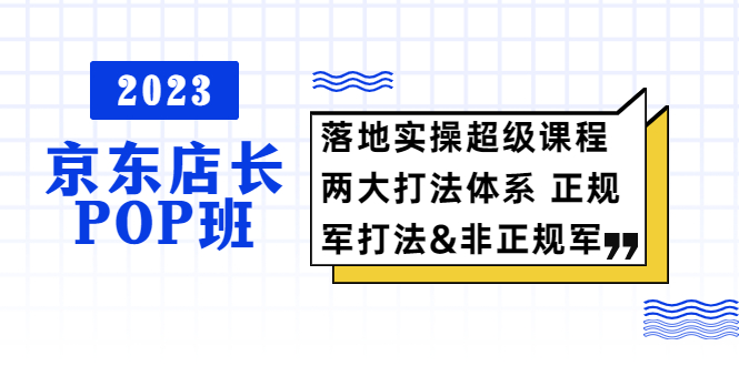 （5699期）2023京东店长·POP班 落地实操超级课程 两大打法体系 正规军&非正规军-<a href=