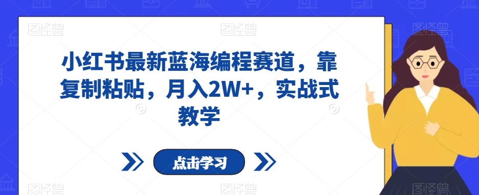 小红书最新蓝海编程赛道，靠复制粘贴，月入2W+，实战式教学【揭秘】-<a href=