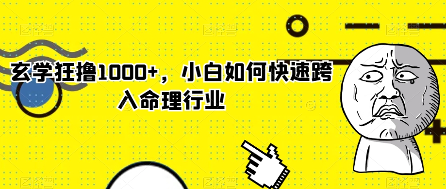 玄学狂撸1000+，小白如何快速跨入命理行业【揭秘】-<a href=