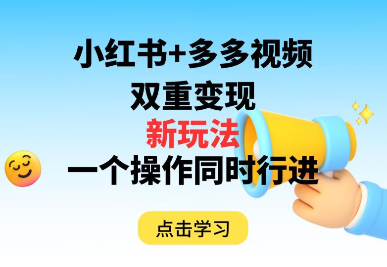 多多视频+小红书，双重变现新玩法，可同时进行【揭秘】-<a href=