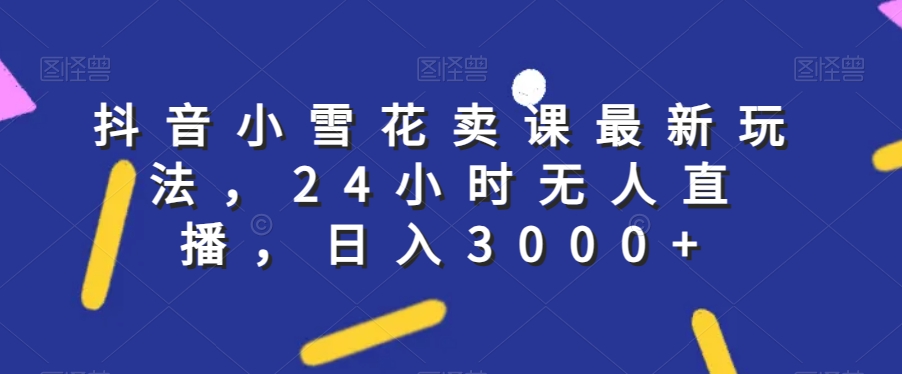 抖音小雪花卖课最新玩法，24小时无人直播，日入3000+【揭秘】-<a href=
