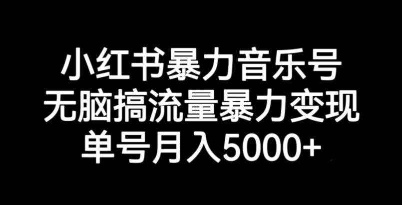 小红书暴力音乐号，无脑搞流量暴力变现，单号月入5000+-<a href=