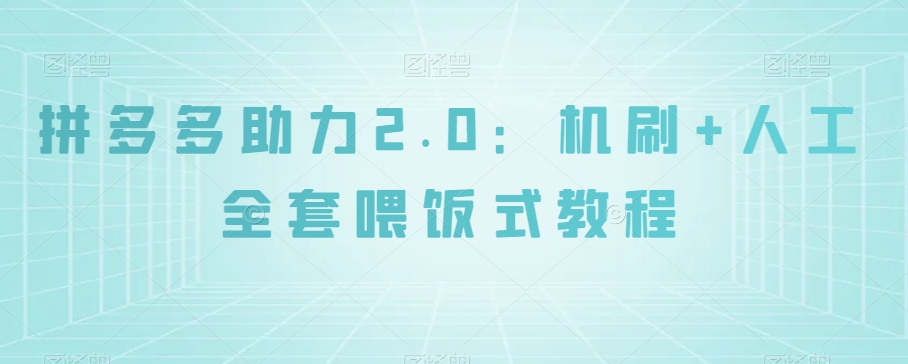 拼多多助力2.0：机刷+人工全套喂饭式教程【揭秘】-<a href=