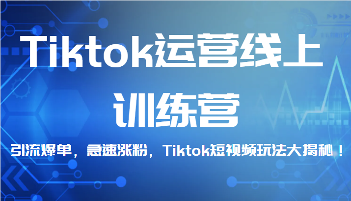 Tiktok运营线上训练营，引流爆单，急速涨粉，Tiktok短视频玩法大揭秘！-<a href=