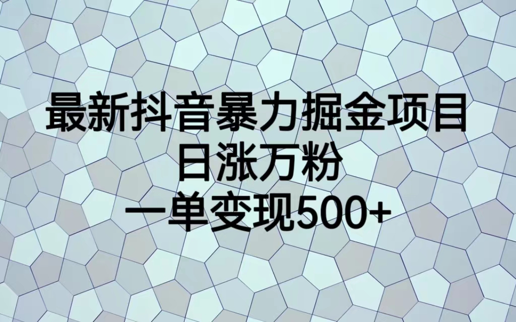 （6642期）最新抖音暴力掘金项目，日涨万粉，一单变现500+-<a href=