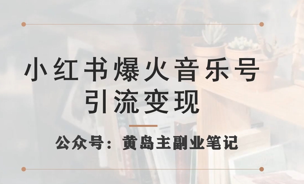 小红书爆火音乐号引流变现项目，视频版一条龙实操玩法分享给你-<a href=