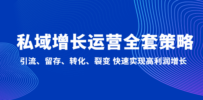 （4932期）私域增长运营全套策略：引流、留存、转化、裂变 快速实现高利润增长-<a href=