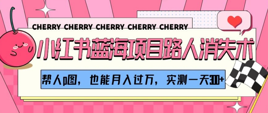 小红书蓝海项目路人消失术，帮人p图，也能月入过万，实测一天300+【揭秘】-<a href=