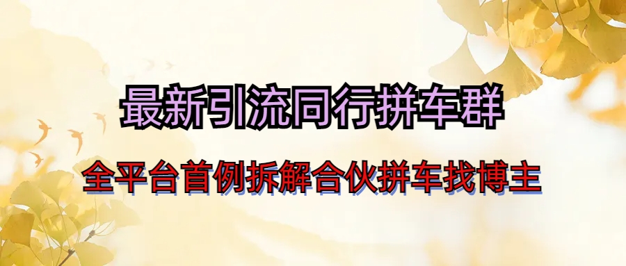 （6853期）最新引流同行拼车群合伙拼车找博主日引百人新玩法-<a href=