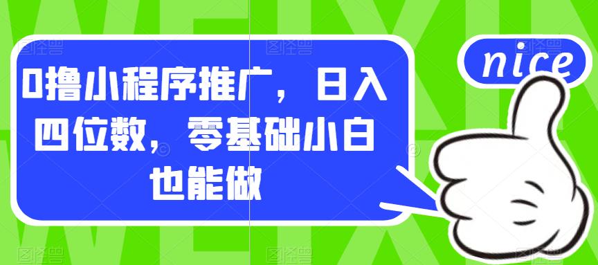 0撸小程序推广，日入四位数，零基础小白也能做【揭秘】-<a href=