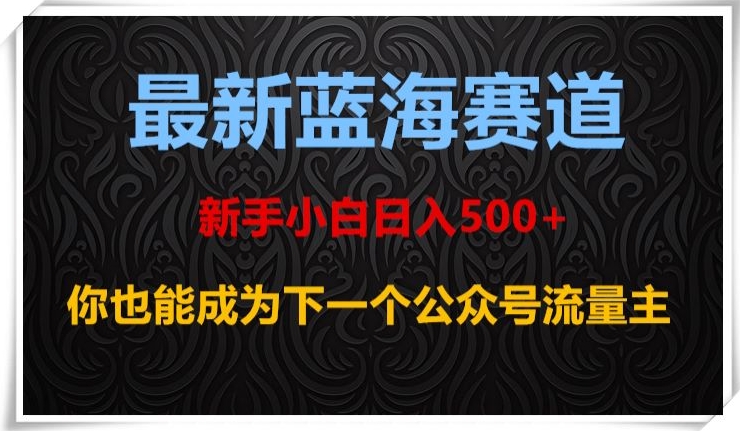 最新蓝海赛道，新手小白日入500+，你也能成为下一个公众号流量主【揭秘】-<a href=