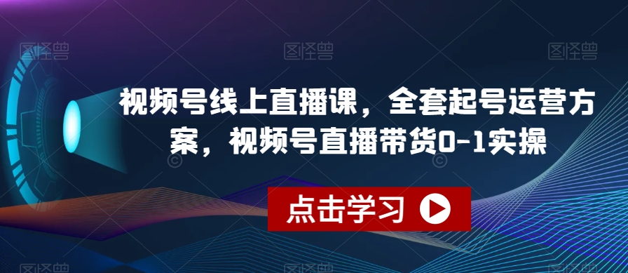 视频号线上直播课，全套起号运营方案，视频号直播带货0-1实操-<a href=
