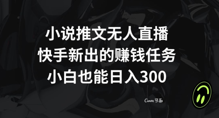 小说推文无人直播，快手新出的赚钱任务，小白也能日入300+【揭秘】-<a href=