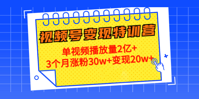 （4455期）20天视频号变现特训营：单视频播放量2亿+3个月涨粉30w+变现20w+-<a href=