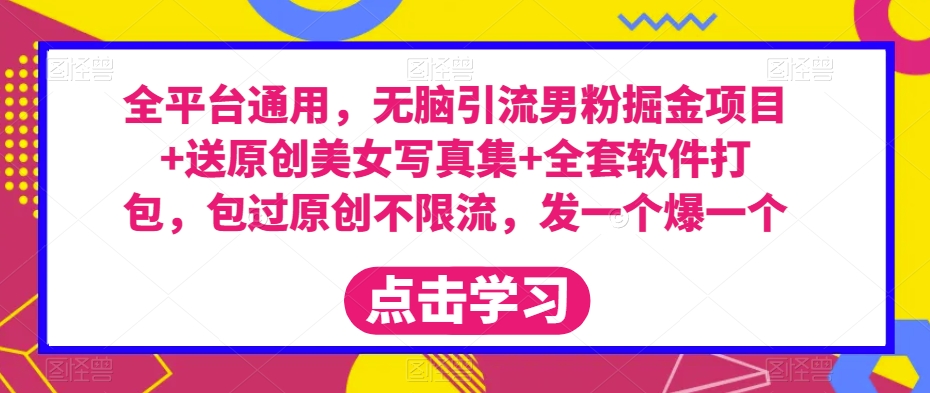 全平台通用，无脑引流男粉掘金项目+送原创美女写真集+全套软件打包，包过原创不限流，发一个爆一个【揭秘】-<a href=