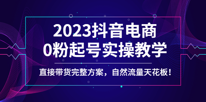 （4698期）2023抖音电商0粉起号实操教学，直接带货完整方案，自然流量天花板-<a href=