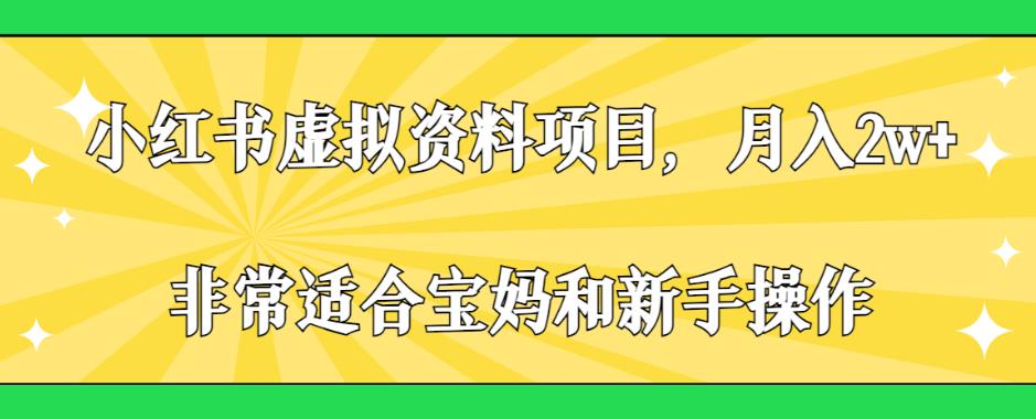 小红书虚拟资料项目，月入2w+，非常适合宝妈和新手操作【揭秘】-<a href=