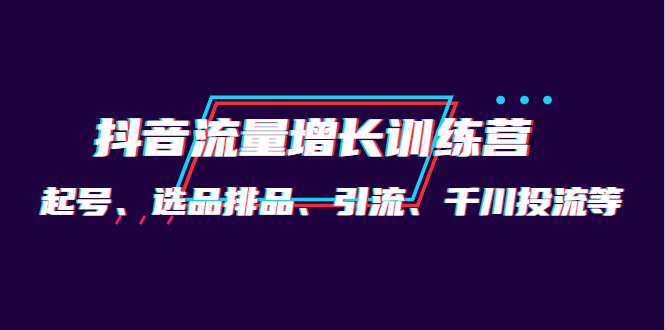 （4022期）月销1.6亿实操团队·抖音流量增长训练营：起号、选品排品、引流 千川投流等-<a href=
