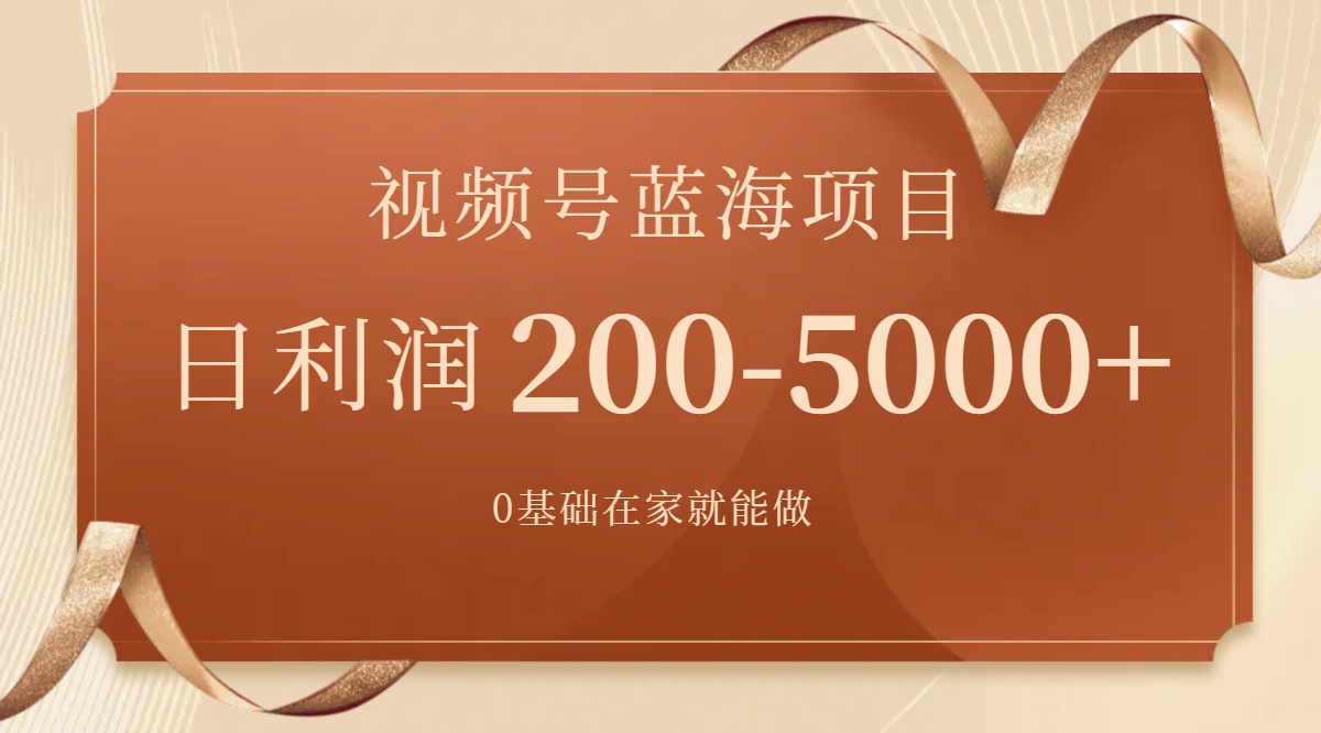 （7585期）视频号蓝海项目，0基础在家也能做，日入200-5000+【附266G资料】-<a href=