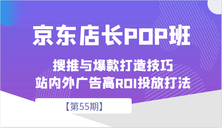 京东店长POP班【第55期】，京东搜推与爆款打造技巧，站内外广告高ROI投放打法-<a href=