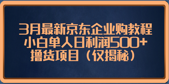（5277期）3月最新京东企业购教程，小白单人日利润500+撸货项目（仅揭秘）-<a href=