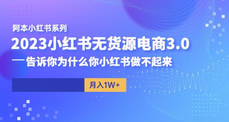 阿本小红书无货源电商3.0，告诉你为什么你小红书做不起来-<a href=