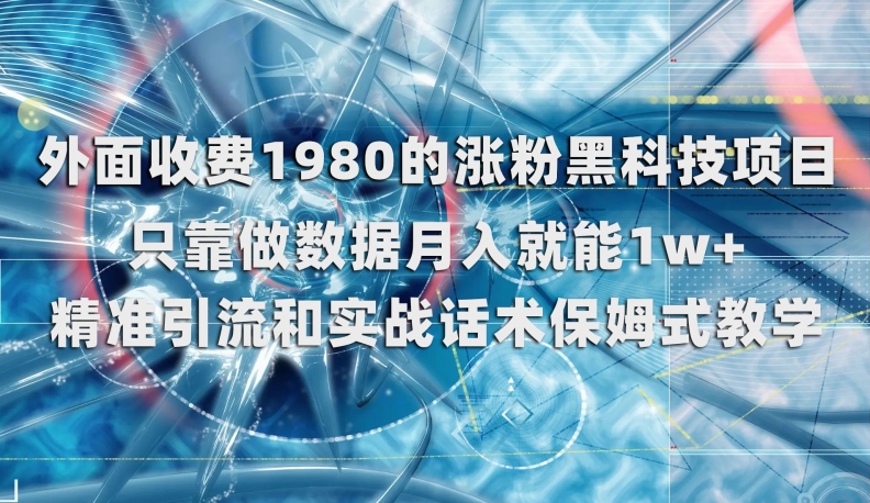 外面收费1980的涨粉黑科技项目，只靠做数据月入就能1w+【揭秘】-<a href=