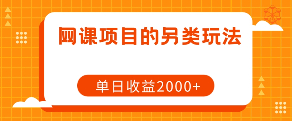 网课项目的另类玩法，单日收益2000+【揭秘】-<a href=