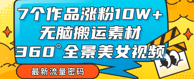 7个作品涨粉10W+，无脑搬运素材，全景美女视频爆款玩法分享【揭秘】-<a href=