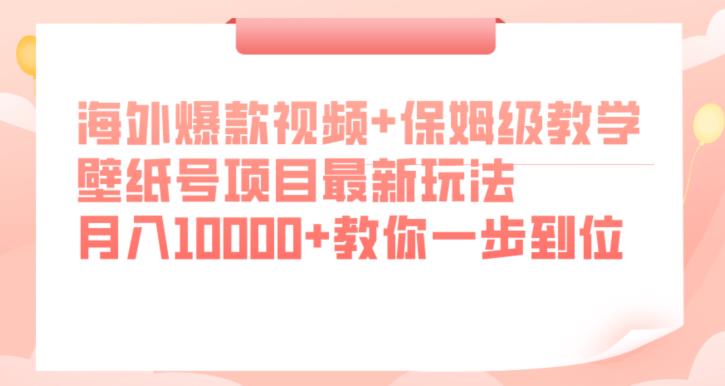 海外爆款视频+保姆级教学，壁纸号项目最新玩法，月入10000+教你一步到位【揭秘】-<a href=