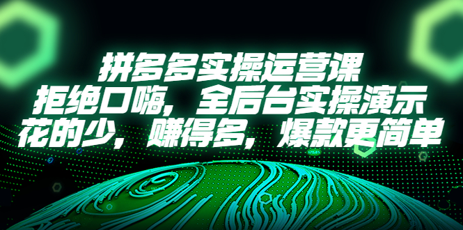 （5423期）拼多多实操运营课：拒绝口嗨，全后台实操演示，花的少，赚得多，爆款更简单-<a href=