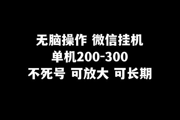 无脑操作微信挂机单机200-300一天，不死号，可放大-<a href=