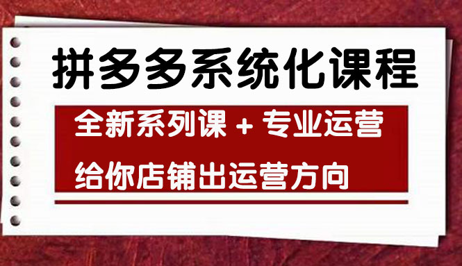 （4259期）车神陪跑，拼多多系统化课程，全新系列课+专业运营给你店铺出运营方向-<a href=