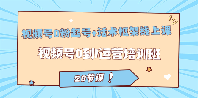 （7269期）视频号·0粉起号+话术框架线上课：视频号0到1运营培训班（20节课）-<a href=