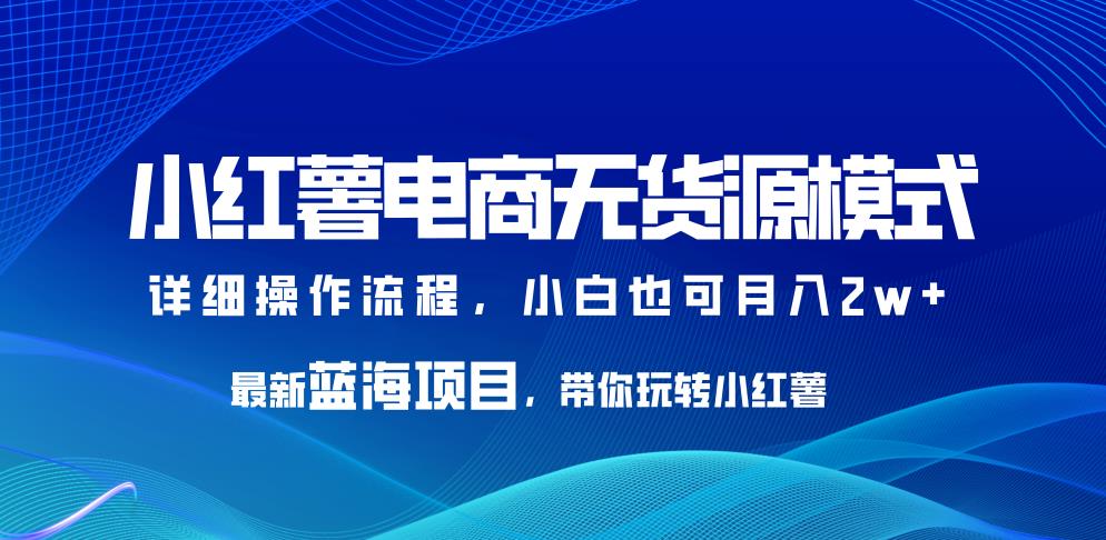 小红薯电商无货源模式，最新蓝海项目，带你玩转小红薯，小白也可月入2w+【揭秘】-<a href=
