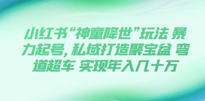 （7673期）小红书“神童降世”玩法 暴力起号,私域打造聚宝盆 弯道超车 实现年入几十万-<a href=